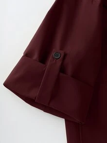 GlowEve CURVE 大尺碼女款捲袖鬆身休閒夾克，純色，適合日常、通勤，秋冬穿搭 - 中紫紅色 - 查看 4