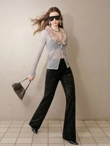 MOTF PREMIUM WOMEN'S ELASTIC WAIST SLIM FIT LONG PANTS - Black - View 3