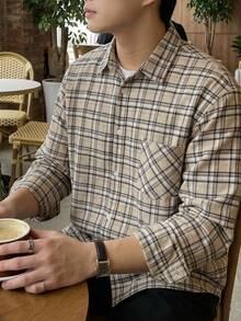DAZY Spring/Autumn Plaid Fabric Multi-Color Korean Style Casual Loose Fit Men's Shirt - Multicolor - View 3