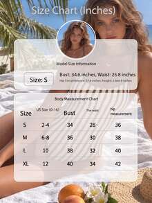 SHEIN SunnyBelle بدلة سباحة قطعة واحدة صفراء لطيفة لعطلة الصيف على الشاطئ، بطبعة حياة المحيط وألوان متباينة، بحمالات رفيعة وظهر مكشوف وقصة عالية ومثلثة ضيقة - بني - مشاهدة 11