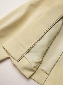 Athîral Women's Relaxed Cream Yellow PU Jacket,Textured Finish,Zip Front,Pockets,Solid,Fall,Quiet Luxury Minimalist,Minimal Streetwear,Daily Outings Everyday - Light Yellow - View 6