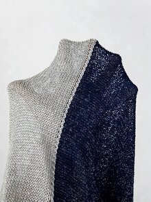 SHEIN Fall Winter Color‑Block V‑Neck Knit Sweater, Contrast Split Color Long Sleeve Loose Top - Light Grey - View 3