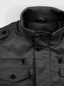 Manfinity Homme Men's Thermal Lined Casual Workwear Thickened Jacket - Black - View 4