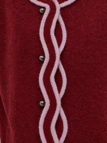 Nöista Women's Colorblock Casual Versatile Daily Wear Cardigan - Burgundy - View 6