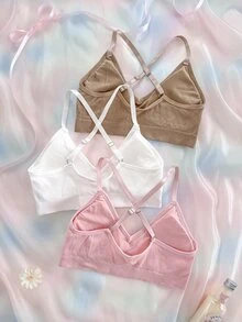 Eraneu 3pcs Seamless Printed Backless Bra Set - Multicolor - View 2