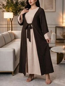 Al Najma Plus Size Women's Lace-Up 2 In 1 Arabian Dress - Multicolor - View 5