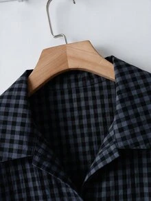 SHEIN LUNE Plus Plaid Print Drop Shoulder Shirt With Bag Fall - Multicolor - View 5