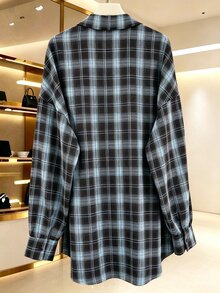 INAWLY 女款格紋單排扣長袖簡約百搭襯衫 - 彩色 - 查看 2