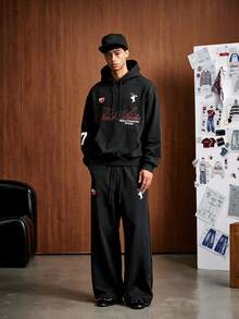 TOKVUE Men Hoodie Co-Ords - Black - View 1