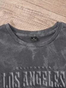 Manfinity Joysei Men's 60% Cotton Grey Blue Distressed T-Shirt - Blue - View 5