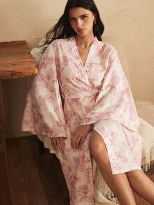 Lullawish Women's Bohemian Casual Vacation Vintage Floral Print Tie Loose Woven Robe - Multicolor - View 6