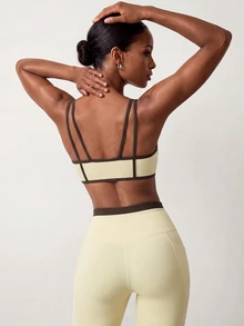 Zivah Women's Striped Colorblock Camisole Tank Top And Fitted Leggings Sports Set - Multicolor - View 3