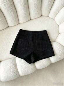 INAWLY Women's Solid Color Simple & Fashionable Pants, Suitable For Summer - Black - View 2