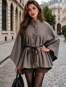 Editum Women's Plaid Waist Tie Casual Versatile Daily Outing Overcoat - Multicolor - View 4