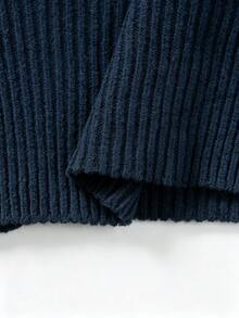 SHEIN Spring Fall French Wrap V Neck Knit Top Women Side Tie Waist Long Sleeve Slim Fitted Blouse - Blue - View 5