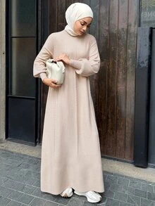 DAZY Women's Elegant Sweater Dress For Vacation And Travel - Apricot - View 6