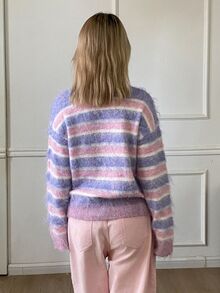 Livesso Women's Light Pink Round Neck Long Sleeve Cable Knit Ribbed Slim Fit Casual Sweater, Fall/ Everyday - Pink - View 2