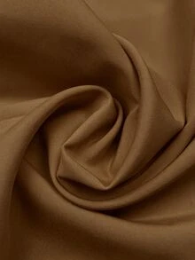 Auvina Đầm midi tay dài dáng chữ A phối màu, cổ chữ V, eo thắt đai cho nữ size lớn, phong cách đi làm mùa thu/đông - màu nâu - Xem 5