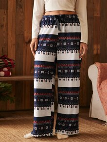 Lullawish Women's Nomad Vacation Style Christmas Fair Isle Print Plush Pajama Bottoms - Multicolor - View 3