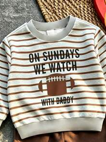 2 Pieces Boys' Sweatshirt Set, Football Pattern Print, Long Sleeves, Round Neck, Comfortable , US Au - Multicolor - View 3