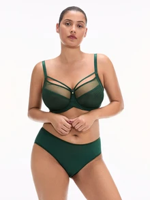 LUVLETTE Plus Dream Curve Air Unlined Full Coverage Side Support Airy Christmas Green  Mesh Basic Breezy Comfort Minimizer Bra - Dark Green - View 9