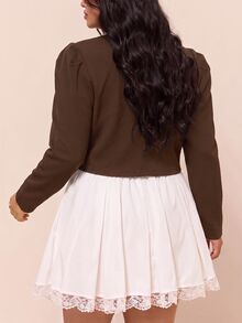 CovetEZ Brown Plus Size Women's Solid Color Long Sleeve Jacket - Versatile, Elegant Gothic Style, Suitable For Daily, Workplace, Formal Occasions And Evening Events (Autumn Style) - Brown - View 2