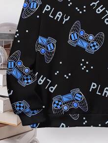 Tween Boy Casual Minimalist Loose Comfortable Long Sleeve Sweatshirt, Suitable For Autumn/Winter, Classic Retro 3D Game Controller Graphic Print - Multicolor - View 5