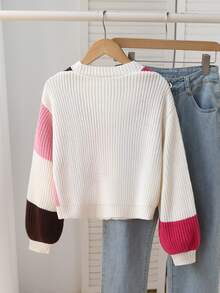 Girls' Autumn/Winter Fashion Pattern Jacquard Knit Cardigan Sweater, Long Sleeve - Multicolor - View 2