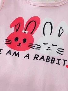 Girls Sweet Cute Comfortable Soft Thick Thermal Lined Fitted Fabric Pink Rabbit Bow Heart Rainbow Cloud Print Round Neck Pullover Long Sleeve Top And Pants Loungewear Set 2pcs - Multicolor - View 7