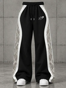 Sport MetroGents Men's Casual Elastic Waist Drawstring Design Patchwork Print Sports Long Pants - Multicolor - View 3