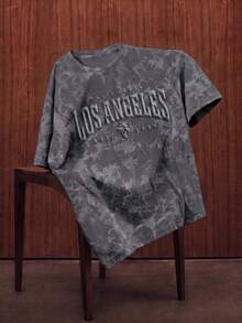 Manfinity Joysei Men's 60% Cotton Grey Blue Distressed T-Shirt - Blue - View 1