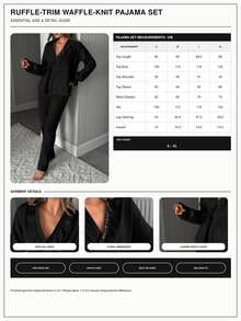 SHEIN Long Sleeve Embroidery On The Collar And Front Tie Detailed Casual Dusty Pink Lounge Set - Black - View 9