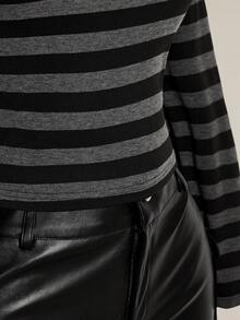 SHEIN ICON Plus Size Cutout Sexy Striped Colorblock Long Sleeve T-Shirt - Multicolor - View 7