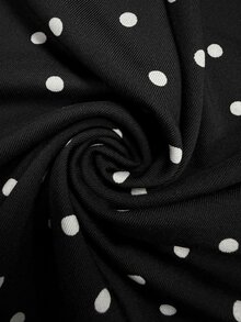 Celisse Polka Dot Print Flared Sleeve Contrast Color Lace Patchwork Elegant Autumn/Winter Women's T-Shirt - Black - View 6