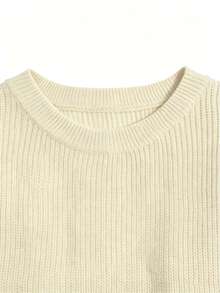 SHEIN Fiorisel Women's Gentle Versatile Asymmetrical Shoulder Sweater Dress - Apricot - View 7