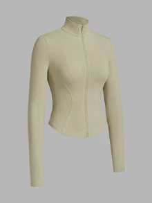 SHEIN EZwear Black Knitted Anti-UV Jacket For Women In Fall/Winter - Olive Green - View 5
