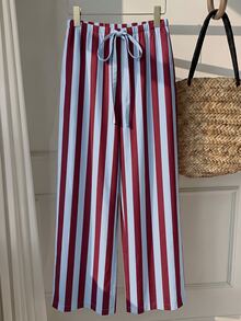 SHEIN EZwear Women's Striped Casual Daily Wear Long Pants - Multicolor - View 5
