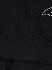 ROMWE Gothic Punk Halloween Outfit Metal Utensil Collage Pattern Distressed Raw Edge Design Round Neck Pullover Loose Fit Sweater - Black - View 7