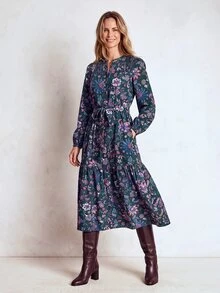 Dayvera Women's Floral Print Button Long Sleeve Dress,Fall Vacation Long-Sleeved Dress - Multicolor - View 7