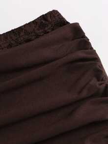 Sweetra Y2K Sexy Lace Patchwork Pleated Crinkled Versatile Party Commute 2 Pieces Set - Coffee Brown - View 3