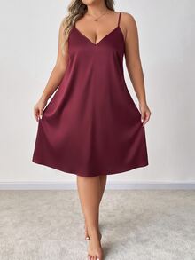 SHEIN CURVE+ Women's Plus Size 2 Pieces Set 22W, Long Sleeve Jacket + Dress - Burgundy - View 3