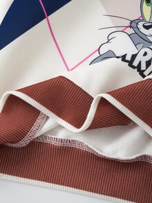 TOM & JERRY X SHEIN Young Boy Geometric Print Long Sleeve Crew Neck Sweatshirt TOM & JERRY - Multicolor - View 7