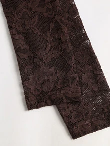 Sweetra Y2K Sexy Lace Patchwork Pleated Crinkled Versatile Party Commute 2 Pieces Set - Coffee Brown - View 6