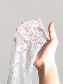 SHEIN ICON 女款露肩蕾絲拼接性感百搭約會與外出連身衣 - 白色 - 查看 11