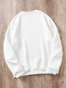 Manfinity Joysei White Standard Size Men's Loose Drop Shoulder Thick Pullover Sweatshirt, 3D Teddy Bear Graphic Design - White - View 3