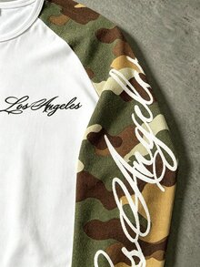 Manfinity EMRG Áo thun cổ tròn dáng rộng chất liệu polyester, tay raglan dài họa tiết camo phối màu tương phản, phong cách streetwear thường ngày - Nhiều màu - Xem 4