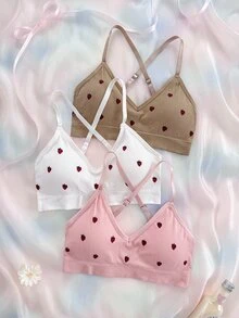 Eraneu 3pcs Seamless Printed Backless Bra Set - Multicolor - View 1
