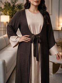 Al Najma Plus Size Women's Lace-Up 2 In 1 Arabian Dress - Multicolor - View 4