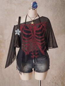 SHEIN ICON 大尺碼女款不對稱單肩休閒日常上衣 - 彩色 - 查看 3