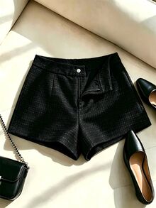 INAWLY Women's Solid Color Simple & Fashionable Pants, Suitable For Summer - Black - View 1